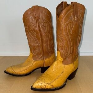 men's TONY LAMA vintage 4 piece OSTRICH SKIN cowboy boot  6.5 EE